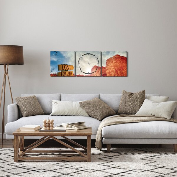 Obraz ukazatele s nápisem (s hodinami) (90x30 cm)