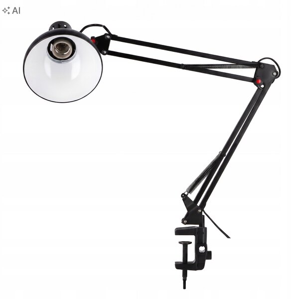 Černá stolní lampa E27, se svorkou, IP20