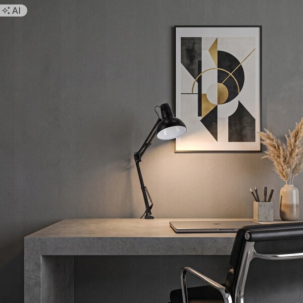 Černá stolní lampa E27, se svorkou, IP20