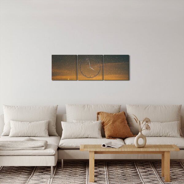 Obraz hvězdného nebe (s hodinami) (90x30 cm)
