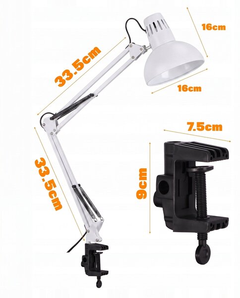 Stolní lampa E27, nastavitelná, IP20