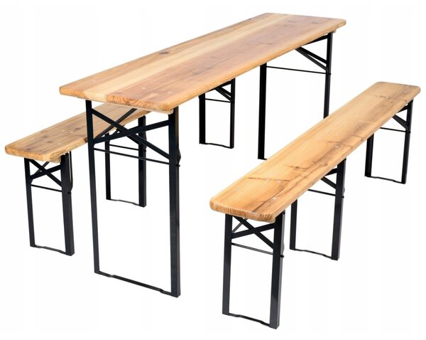 GARDEN-PRO Zahradní pivní set 177x46 s lavičkami - hnědá barva