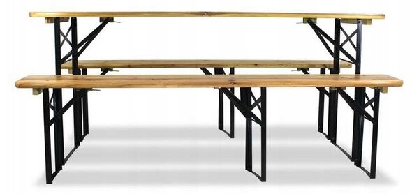 GARDEN-PRO Zahradní pivní set 177x46 s lavičkami - hnědá barva