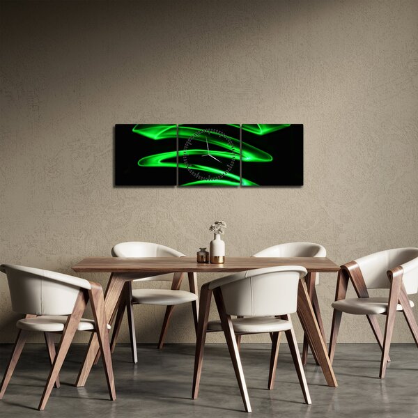 Obraz - neonové vlny (s hodinami) (90x30 cm)