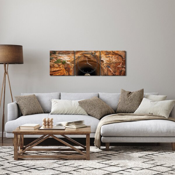 Obraz - tunel ve skále (s hodinami) (90x30 cm)