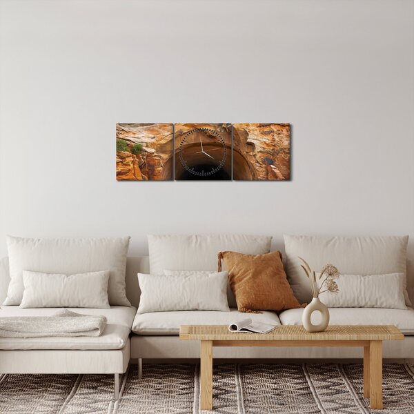 Obraz - tunel ve skále (s hodinami) (90x30 cm)