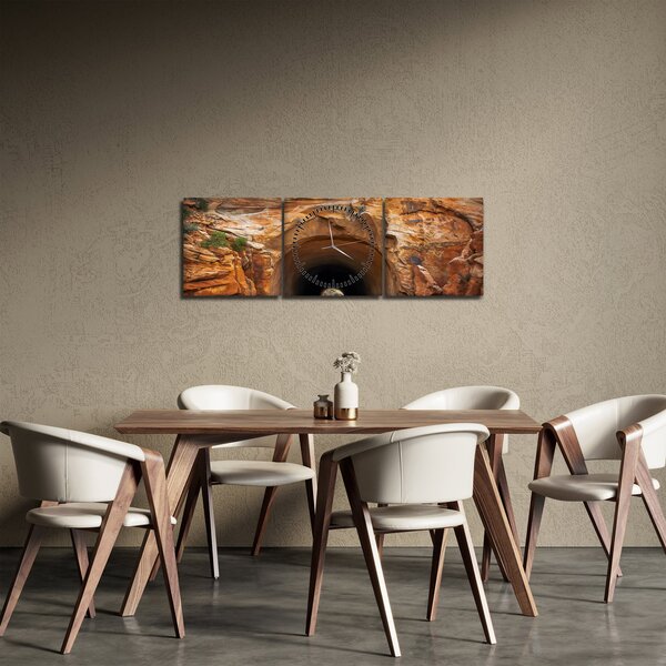 Obraz - tunel ve skále (s hodinami) (90x30 cm)