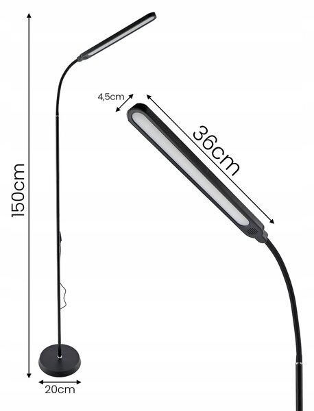 LED stojací lampa 10 W, 3 režimy barvy světla, 350 lm, teplá bílá