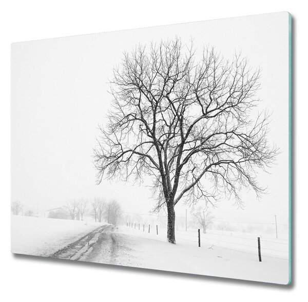 Skleněná krájecí deska Zimní strom 60x52 cm
