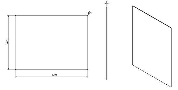 Sapho PLAIN zrcadlo 120x60cm, zakulacené rohy, bez úchytu