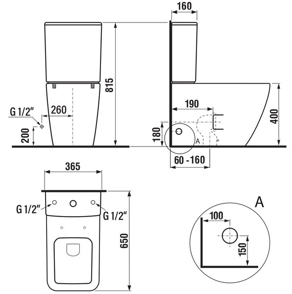 Sapho Sapho, PORTO WC kombi mísa s nádržkou Rimless , spodní/zadní odpad