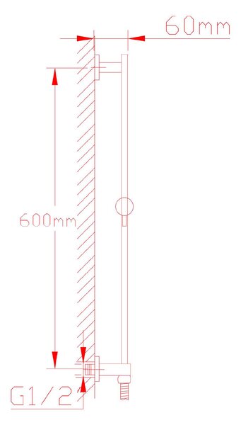 Sapho Sapho, Posuvný držák sprchy, vývod vody, 620mm, chrom, 1202-04