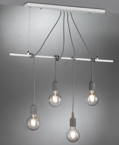 ONLI - Lustr na lanku WIRE 4xE27/15W/230V šedá/bílá