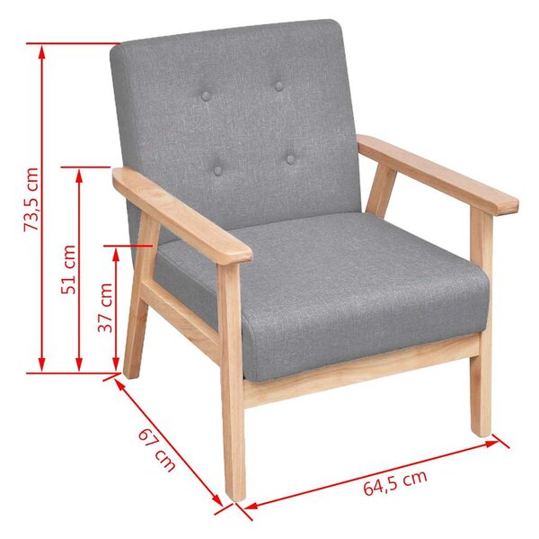 Křeslo světle šedé textil 242225