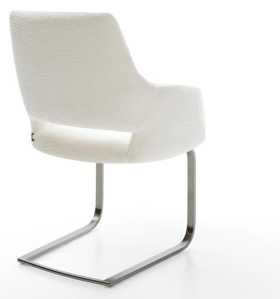 DELIFE Jídelní židle Yago-Flex s područkami bouclé měkký béžová jídelní židle plochá grafit taštičkové pružiny