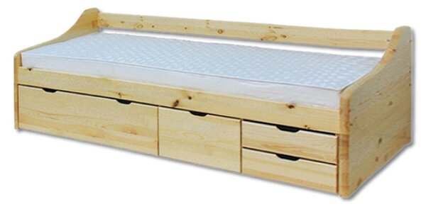 Drewmax Vyvýšená borovicová postel LK131 90 x 200 cm