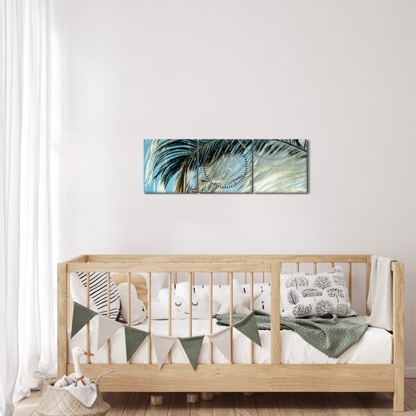 Obraz pírka (s hodinami) (90x30 cm)