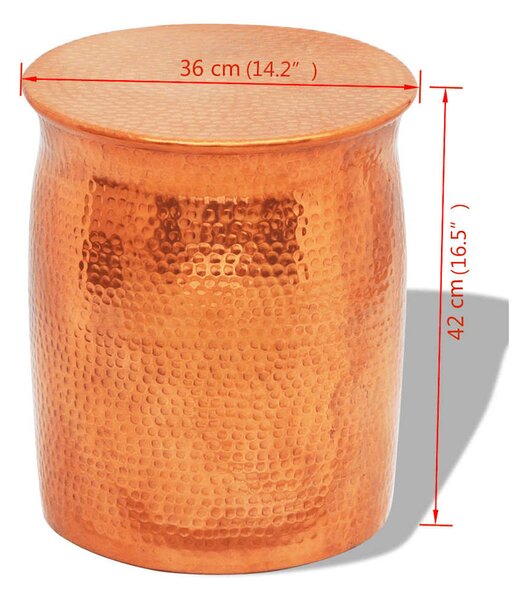 Tepaná hliníková stolička / odkládací stolek barva mědi/mosazi 242325