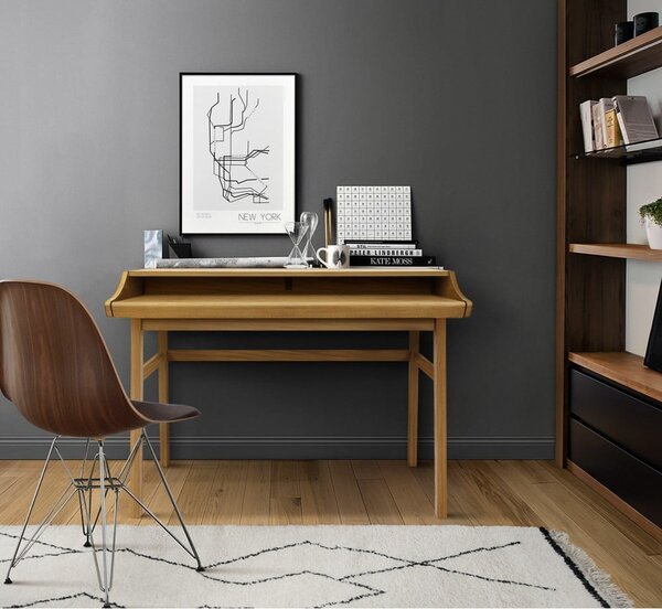 Pracovní stůl v dekoru dubu se sekretářem 44x115 cm Carteret – Woodman