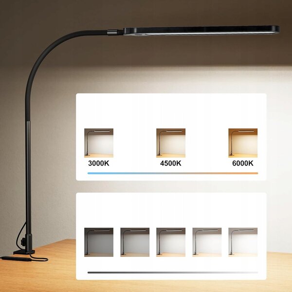 LED stolní lampa 10 W, stmívatelná, nastavitelná, 3 režimy barvy světla