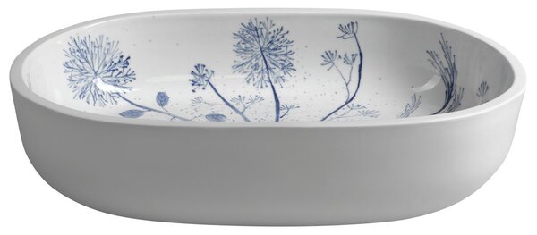 Sapho Sapho, PRIORI keramické umyvadlo, 60x13, 5x40 cm, barva bílá s modrou malbou, PI029