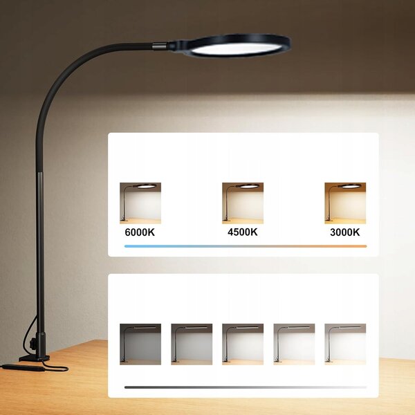 LED stolní lampa 10 W, stmívatelná, 3 režimy barvy světla, 350 lm