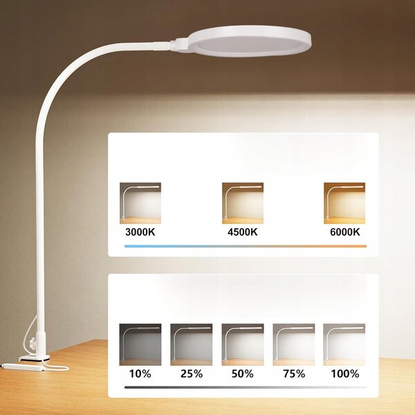 LED stolní lampa 10 W, nastavitelná, 3 režimy barvy světla, 350 lm