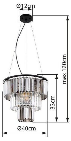 GLOBO 15695H NAXIS závěsné svítidlo D400mm 3xE27 černá, kouřová, průhledná