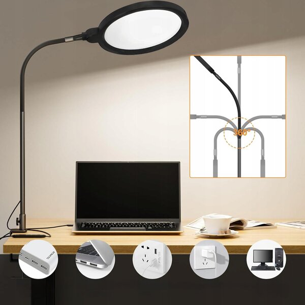 LED stolní lampa 10 W, stmívatelná, 3 režimy barvy světla, 350 lm