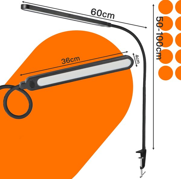 LED stolní lampa 10 W, stmívatelná, nastavitelná, 3 režimy barvy světla
