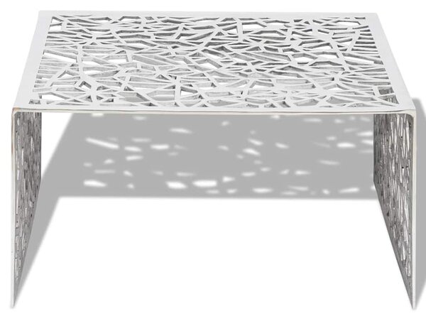 Hliníkový konferenční stolek stříbrný s geometrickým prolamováním 242328