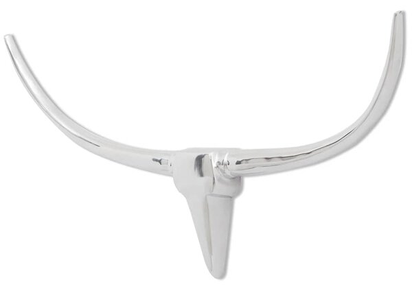 Nástěnná hliníková býčí hlava, dekorace, stříbrná barva 96 cm 242337