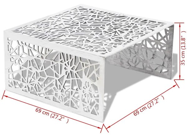Hliníkový konferenční stolek stříbrný s geometrickým prolamováním 242328