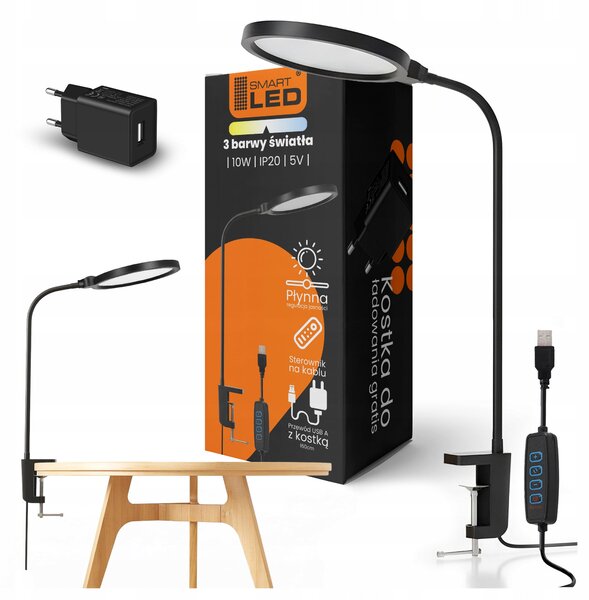 LED stolní lampa 10 W, stmívatelná, 3 režimy barvy světla, 350 lm