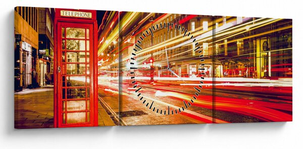 Obraz červené londýnské telefonní budky (s hodinami) (90x30 cm)