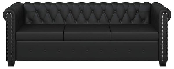 Chesterfield 3místná sedačka umělá kůže černá 242370