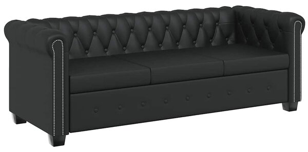 Chesterfield 3místná sedačka umělá kůže černá 242370