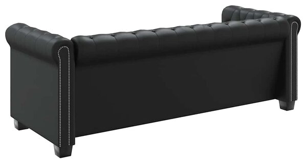 Chesterfield 3místná sedačka umělá kůže černá 242370