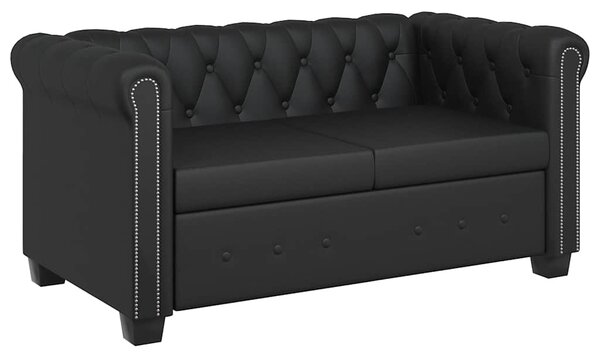 Chesterfield 2místná sedačka umělá kůže černá 242369