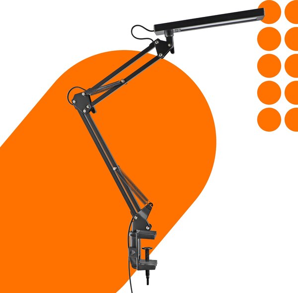 LED stolní lampa, nastavitelná, s klipsem, 5 W, neutrální bílá