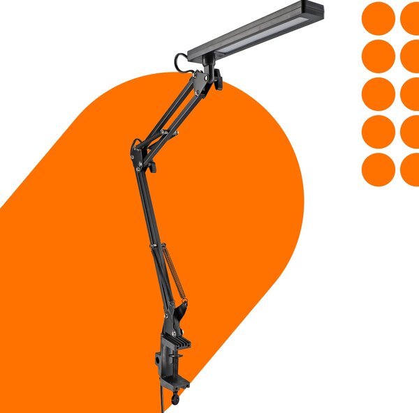 LED stolní lampa, nastavitelná, s klipsem, 5 W, neutrální bílá