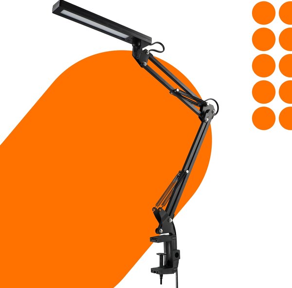 LED stolní lampa, nastavitelná, s klipsem, 5 W, neutrální bílá