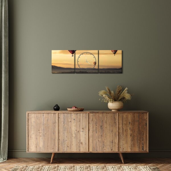 Obraz - létající balóny (s hodinami) (90x30 cm)