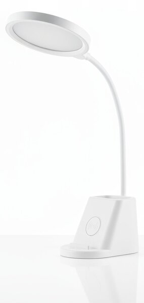 LED stolní lampa, s bezdrátovým nabíjením, s dotykovým ovládáním, nastavitelná, 3 režimy barvy světla, s organizérem