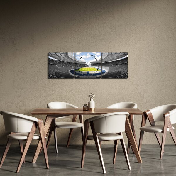 Obraz - fotbalový stadion (s hodinami) (90x30 cm)
