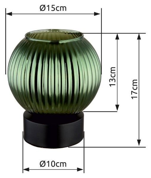 GLOBO 15638TG ZUMBA stolní lampička V170mm 1xE27 černá, zelená