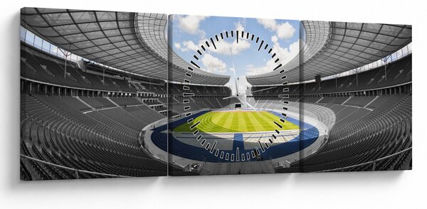 Obraz - fotbalový stadion (s hodinami) (90x30 cm)
