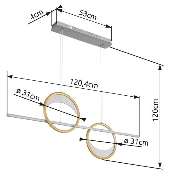 GLOBO 67333-40H UMBRA závěsné svítidlo LED 40W/1761lm 2700-6500K stříbrná, zlatá, bílá, dálkový ovladač
