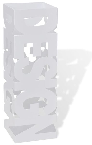 Bílý hranatý stojan na deštníky a vycházkové hole, ocelový, 48,5 cm 242467
