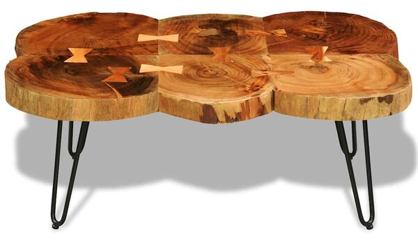 Konferenční stolek 35 cm 6 dřevěných koláčů akáciové dřevo 242443